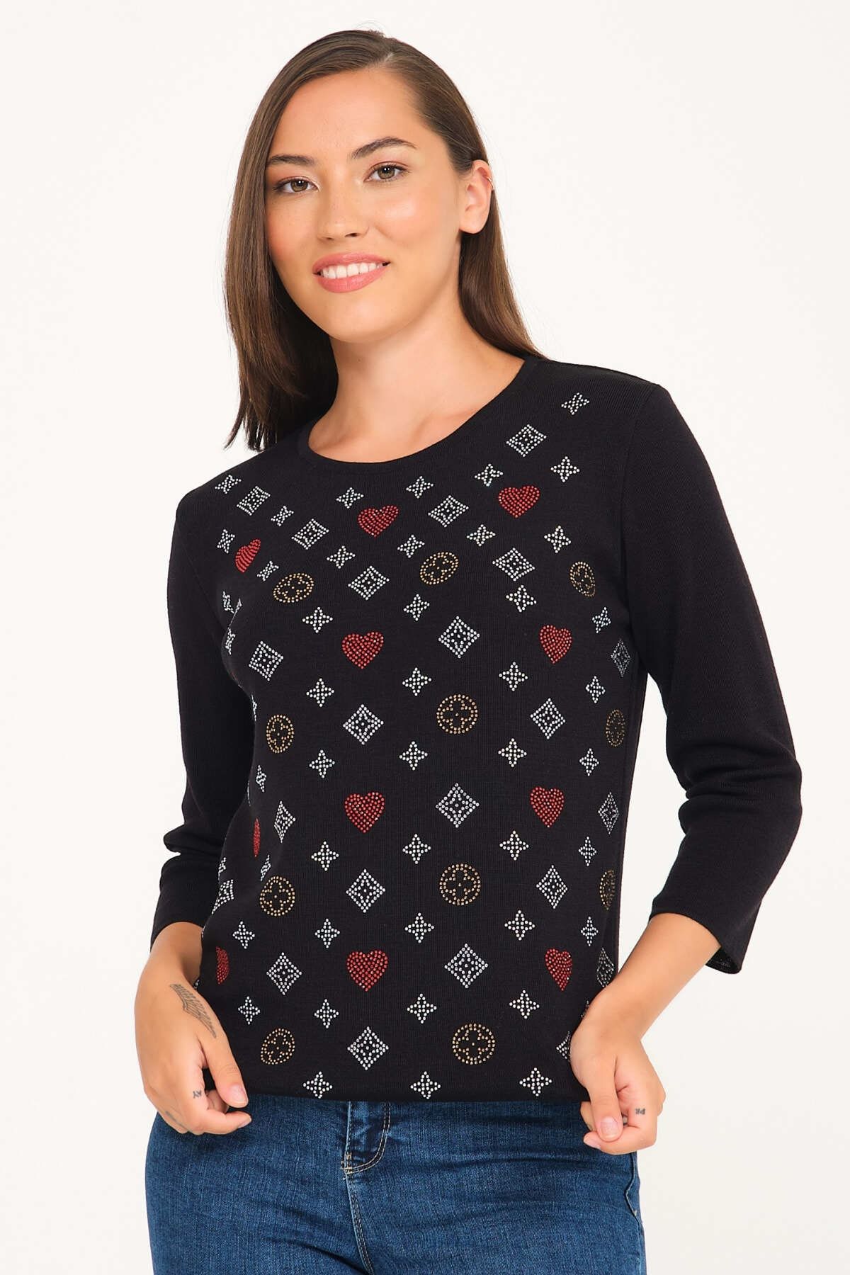Solo-Women's Rhinestone Sweater 6