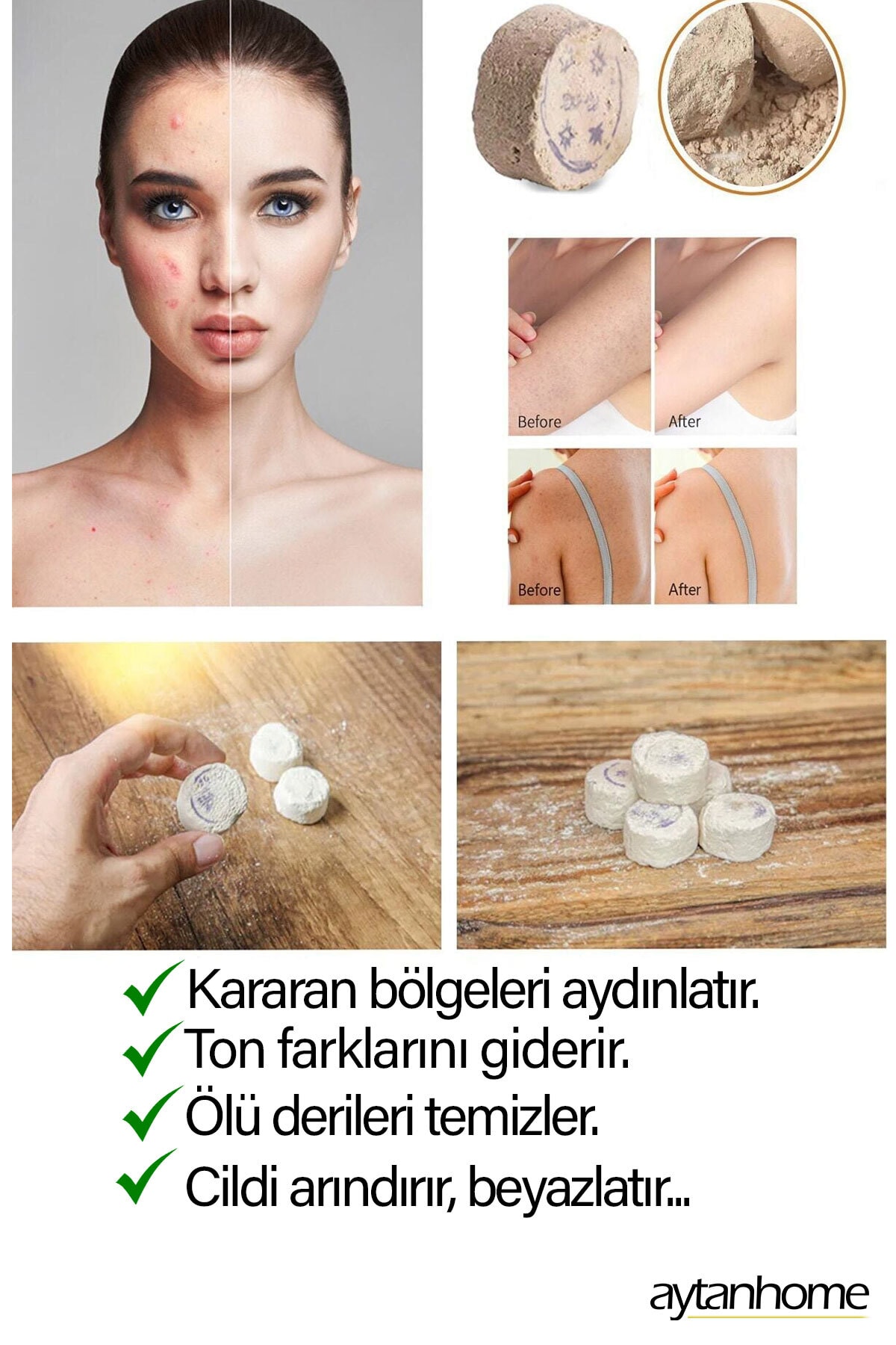 %100 Doğal Mühürlü Iran Ruşur Taşı (6 Adet) Cilt Bakımı Yüz Ve Vücut Peelingi — ruşurtaşı — تصویر 4 از 5