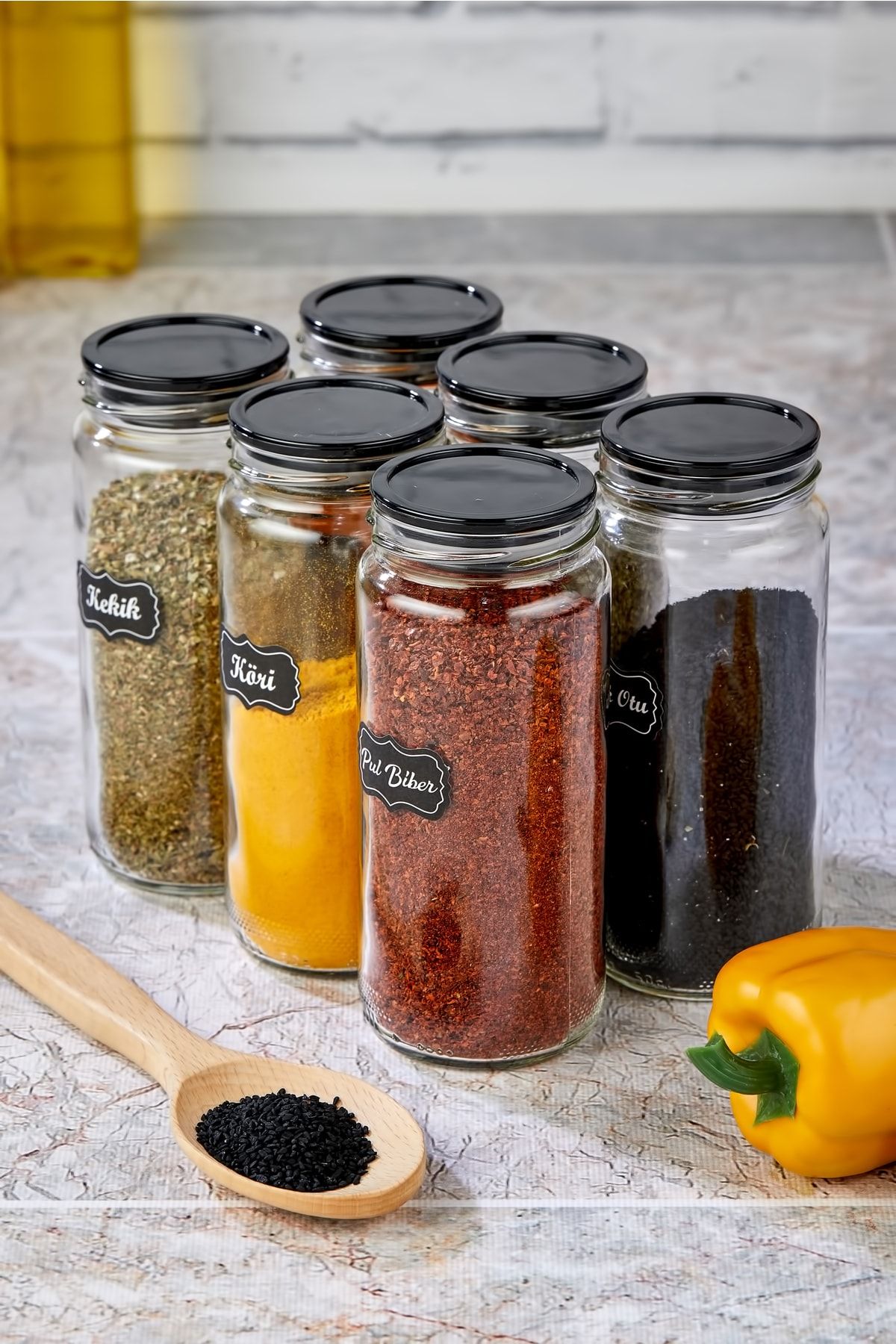 FBZhome-6-Piece Large Size Glass Jar Storage Container Spice Bowl Set Super Set 500 ml (WITH LABEL GIFT) 2