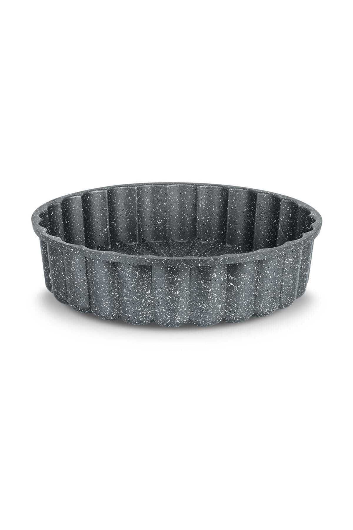 Granit Döküm Tart Kalıbı Gri 26cm Kutulu Dilimli Tart Turta Kalıbı Gri Kutulu