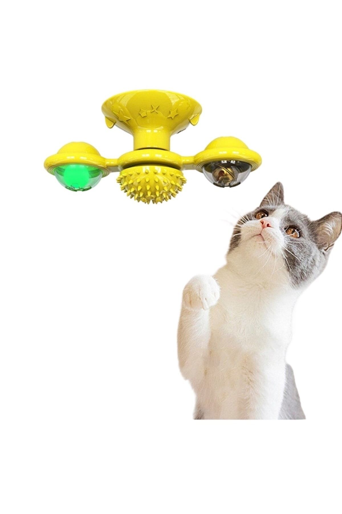 sonx-Suction Cup Pinwheel Bulk Rotating Transparent Warehouse Design Interactive Cat Toy 4