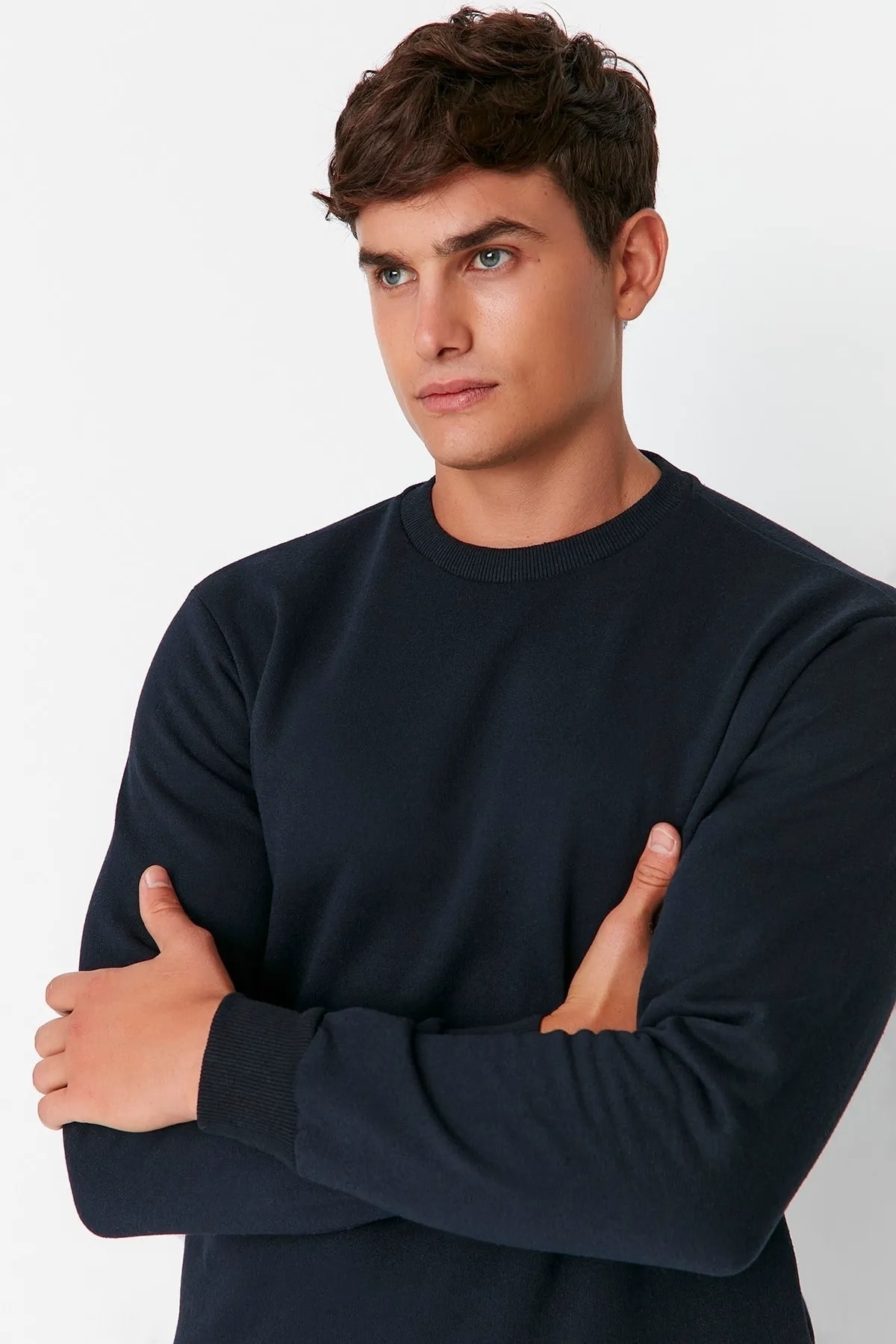 Trendyolmilla  Lacivert Regular/Normal Kesim İçi Polar/Sıcak Tutan Sweatshirt TMNAW21SW1208 - Görsel 10