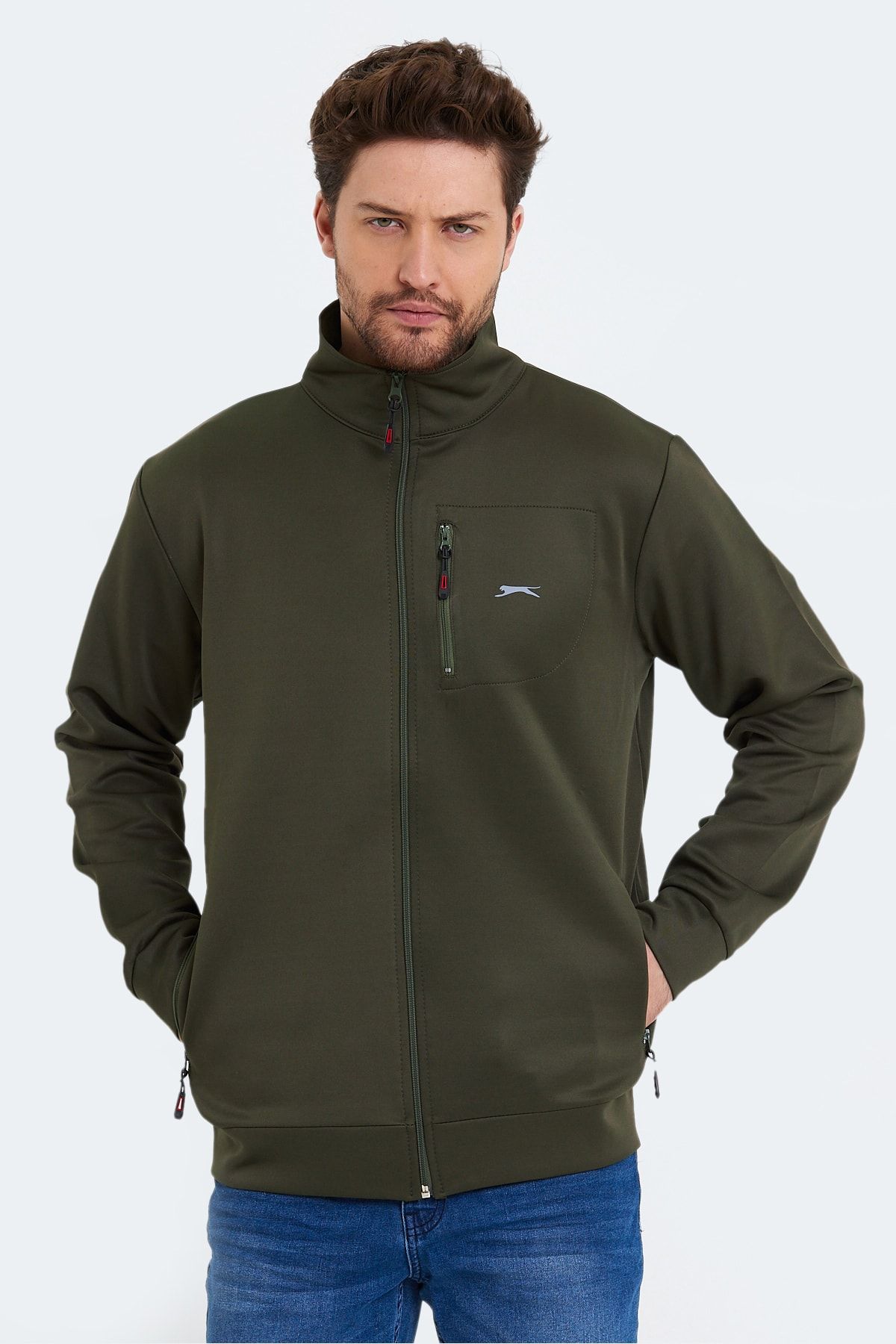 Slazenger Seek Erkek Sweatshirt Haki