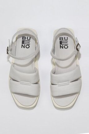 Beyaz Kırık Deri Kadın Sandalet 01WS2824