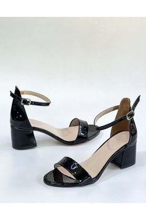 Bulutmod Siyah Kadın Rugan Tek Bant Klasik Topuklu Ayakkabı - Siyah Rugan - 43 BA03934