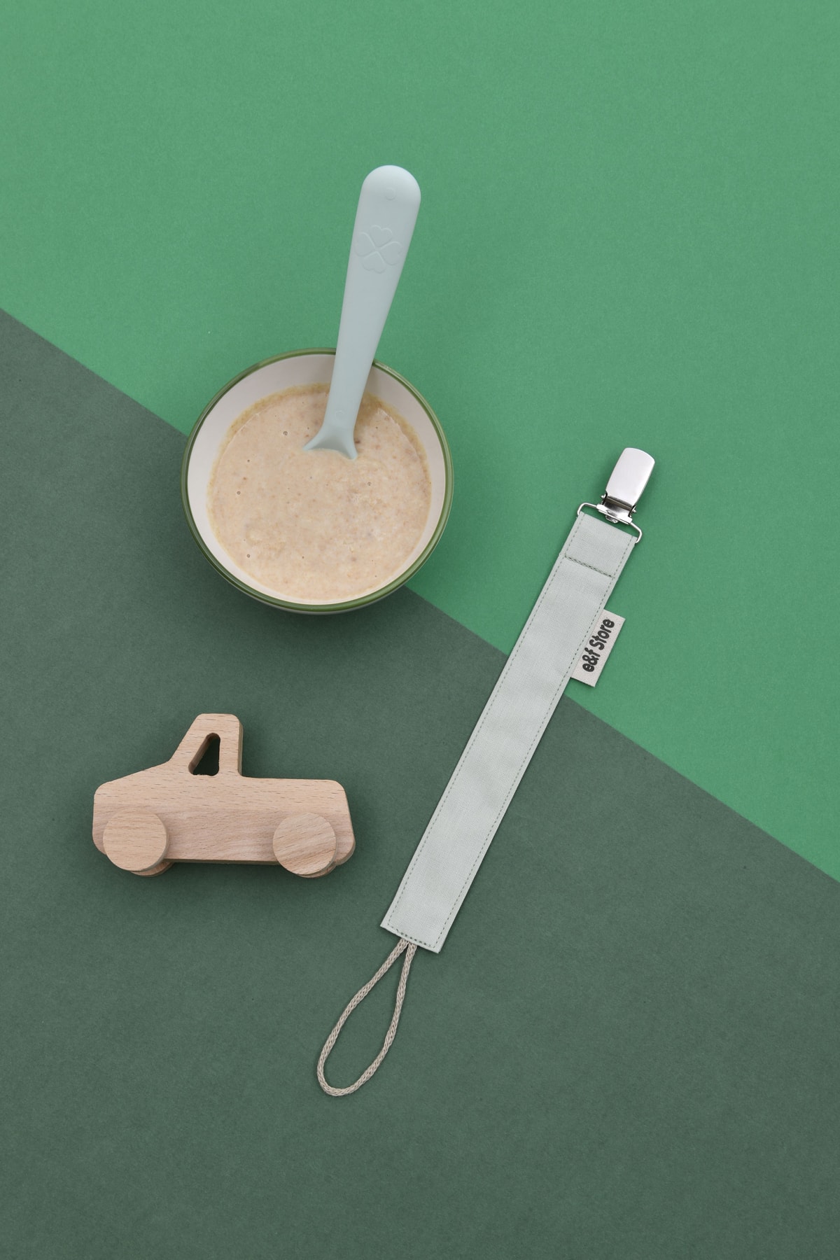 e&f Store 3'lü Emzik Askısı Seti - %100 Pamuk Kumaş - Lila Mint Yeşili Somon - 3'lü Emzik Zinciri Seti fotoğrafı 3 (önizleme)