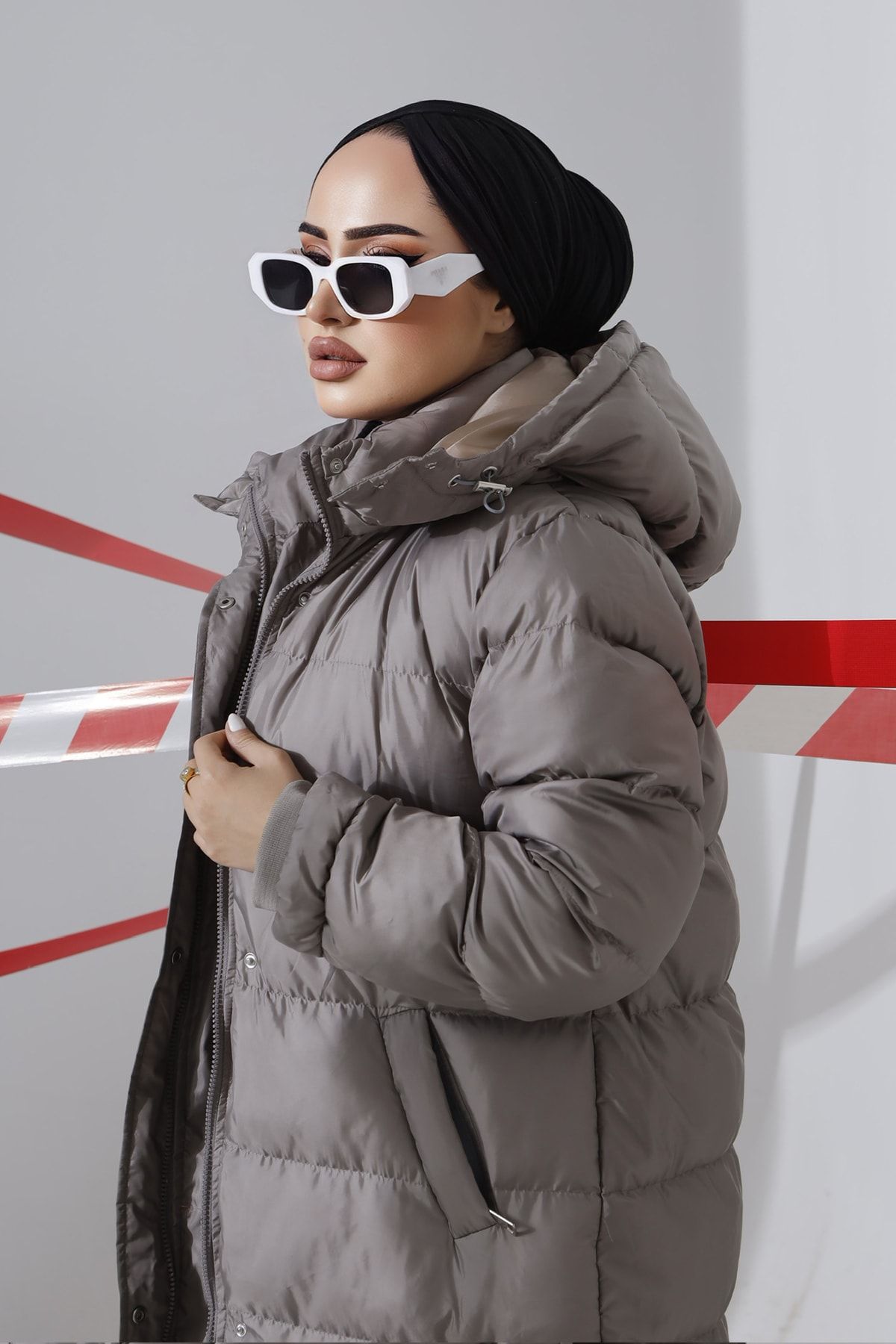 Dark grey best sale puffer jacket women's