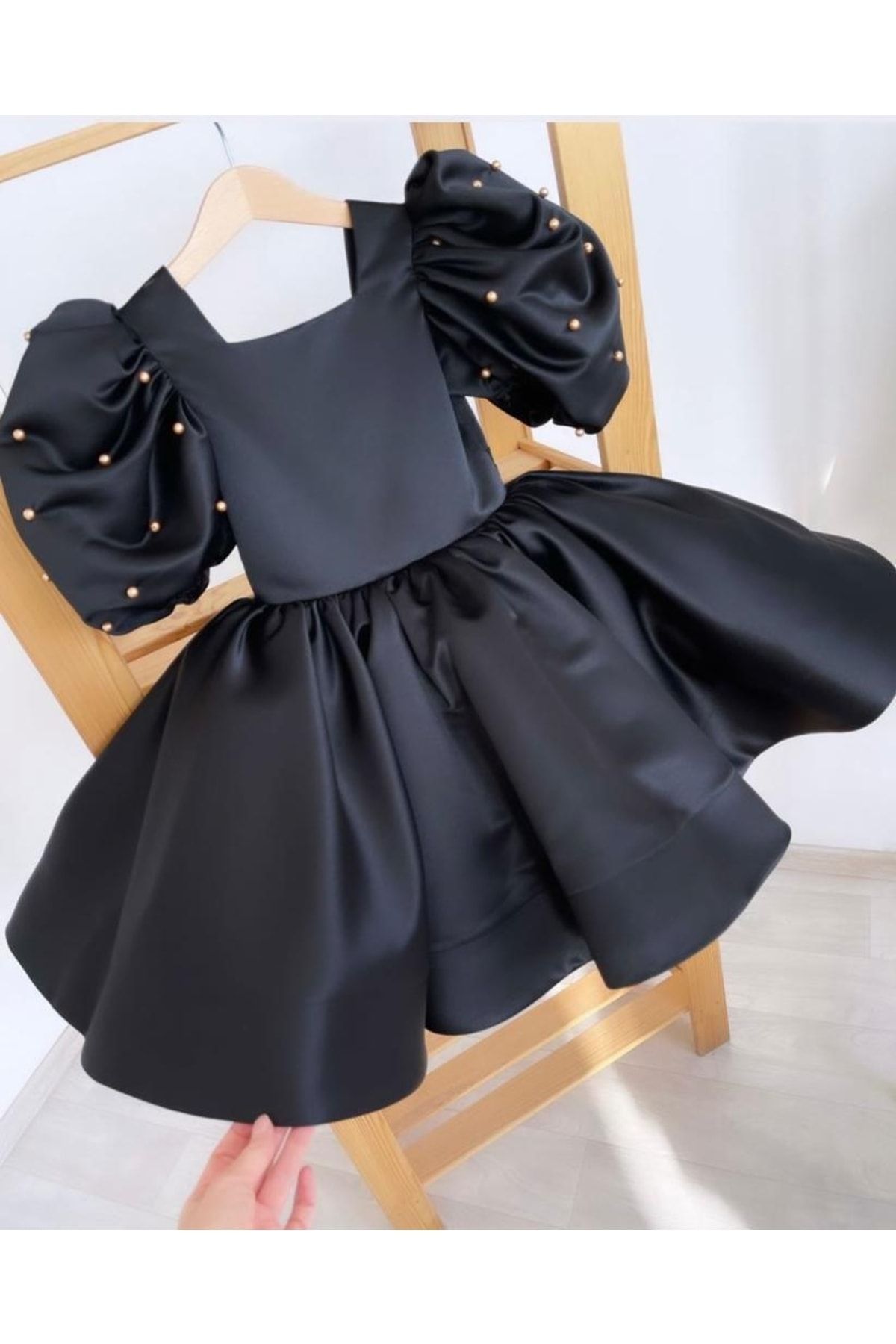 Kız Çocuk Siyah Renk Doğum Günü Parti Özel Gün Elbisesi