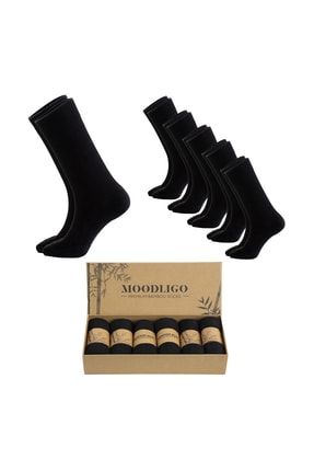 Erkek 6'lı Premium Bambu Soket Çorap - Siyah - Kutulu MDLM-6UB-BOX