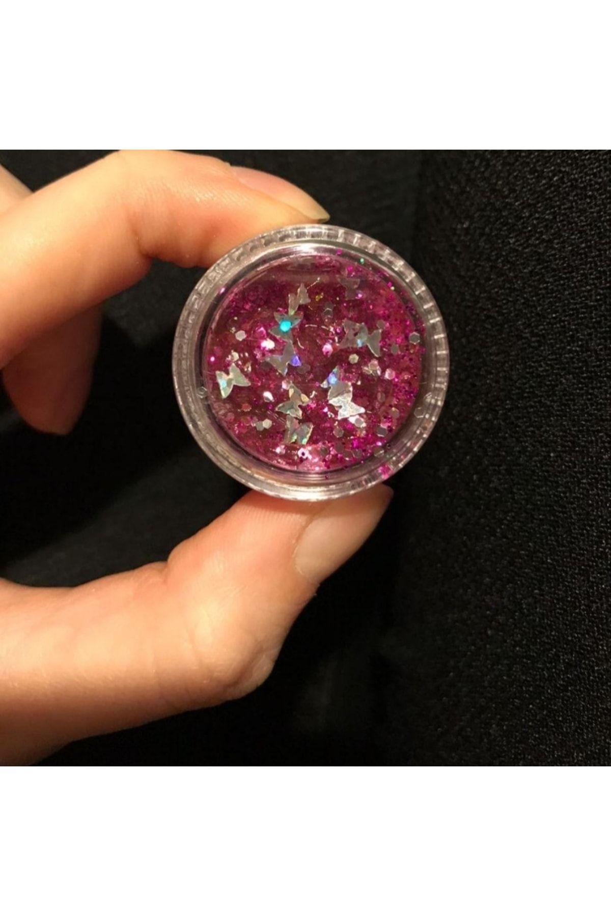 Pembe Jel Sim Glitter Far Kelebek