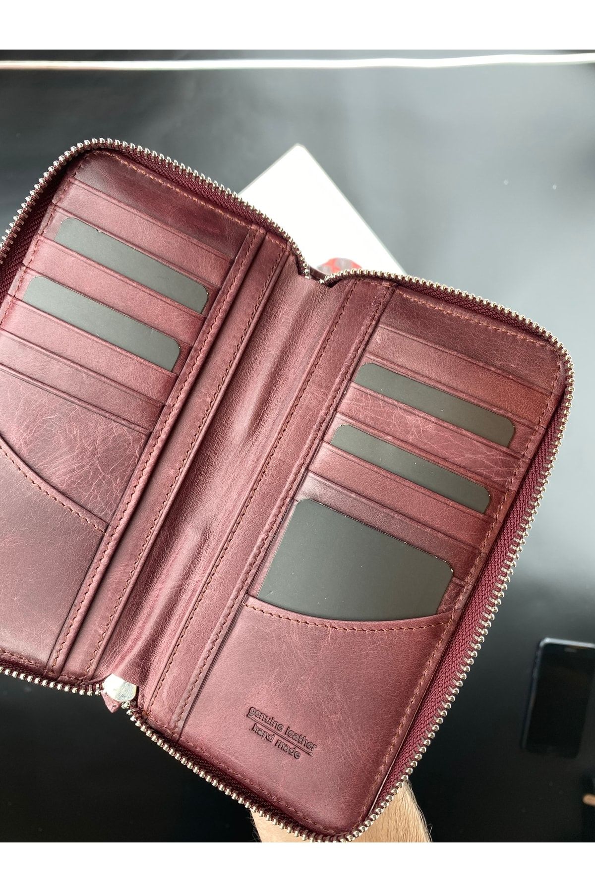 rakunart-Forest Zippered Portfolio Wallet Claret Red 2
