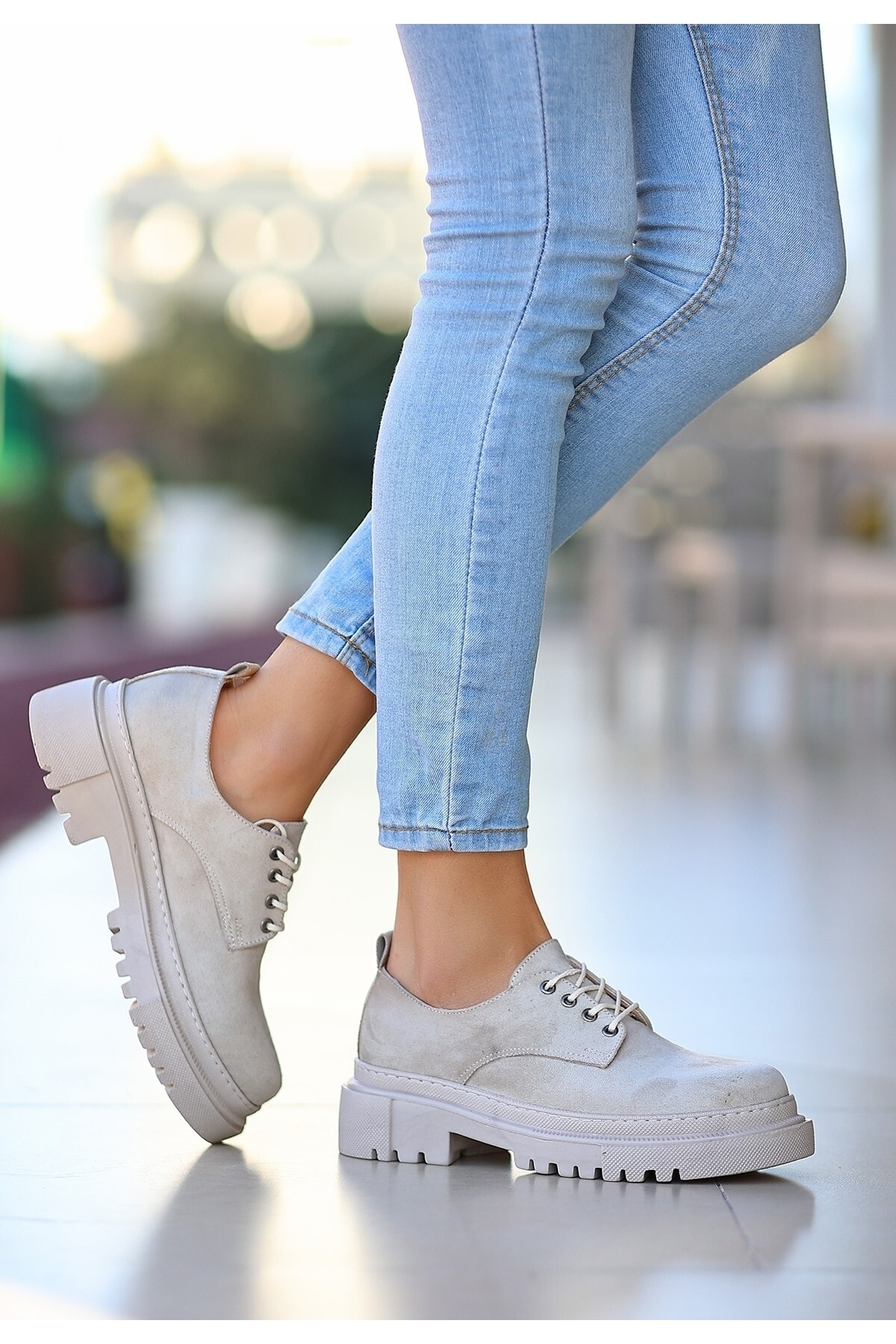 Stafford Bej Süet Bagcıklı Ayakkabı Bej Süet