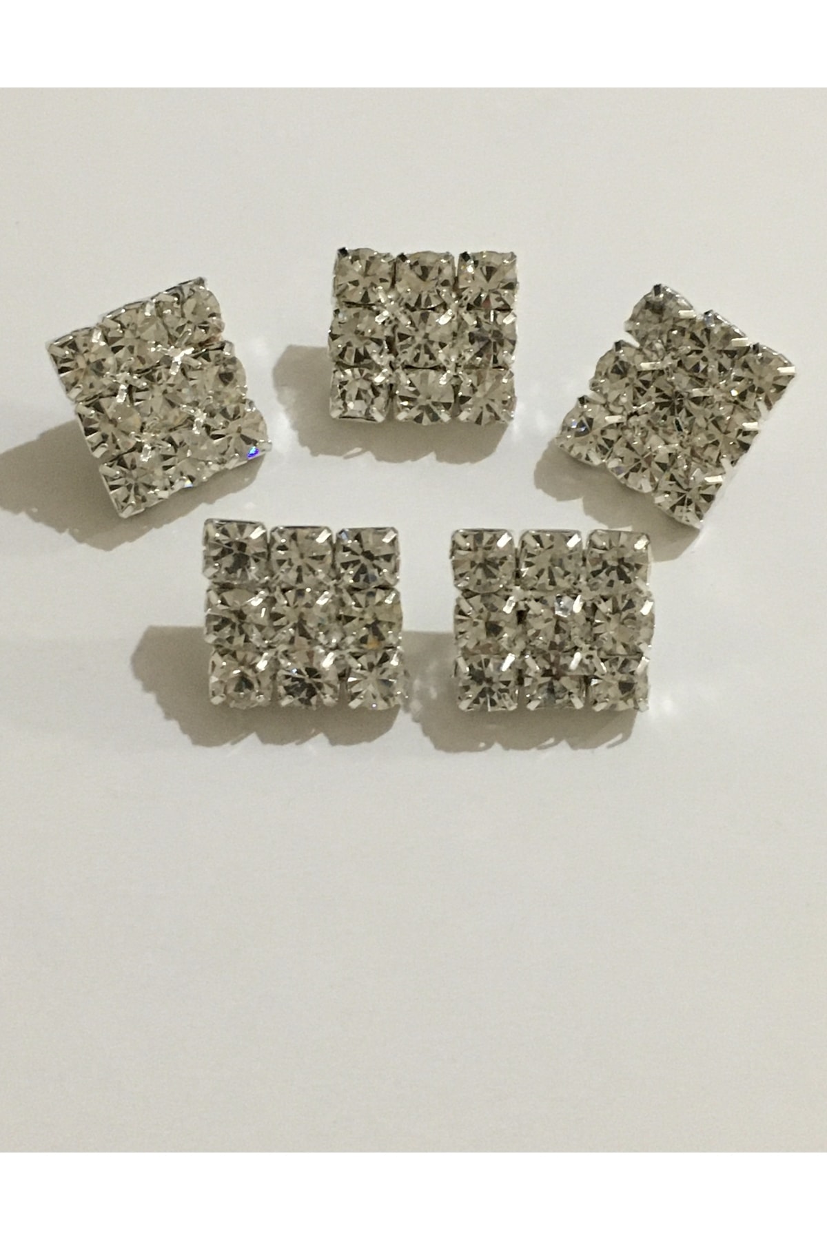 Stone Button Square Model Set of 5 1.3 Cm