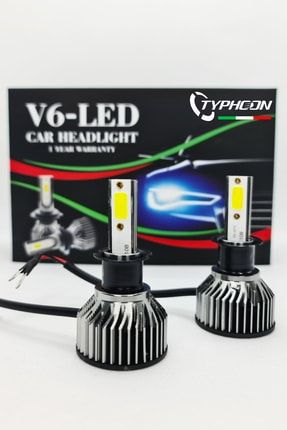 H3 Led Xenon Far Ampulü V6 Serisi 10000 Lümen Tam Beyaz Işık Slim Kasa Arıza Işığı Yakmaz TYC00430928892