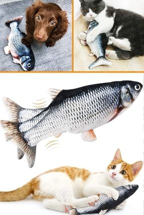 Hareket Edebilen Sensörlü Şarjlı Balık Şeklinde Kedi Oyuncağı Catnip Kedi Otlu TYC00390723672