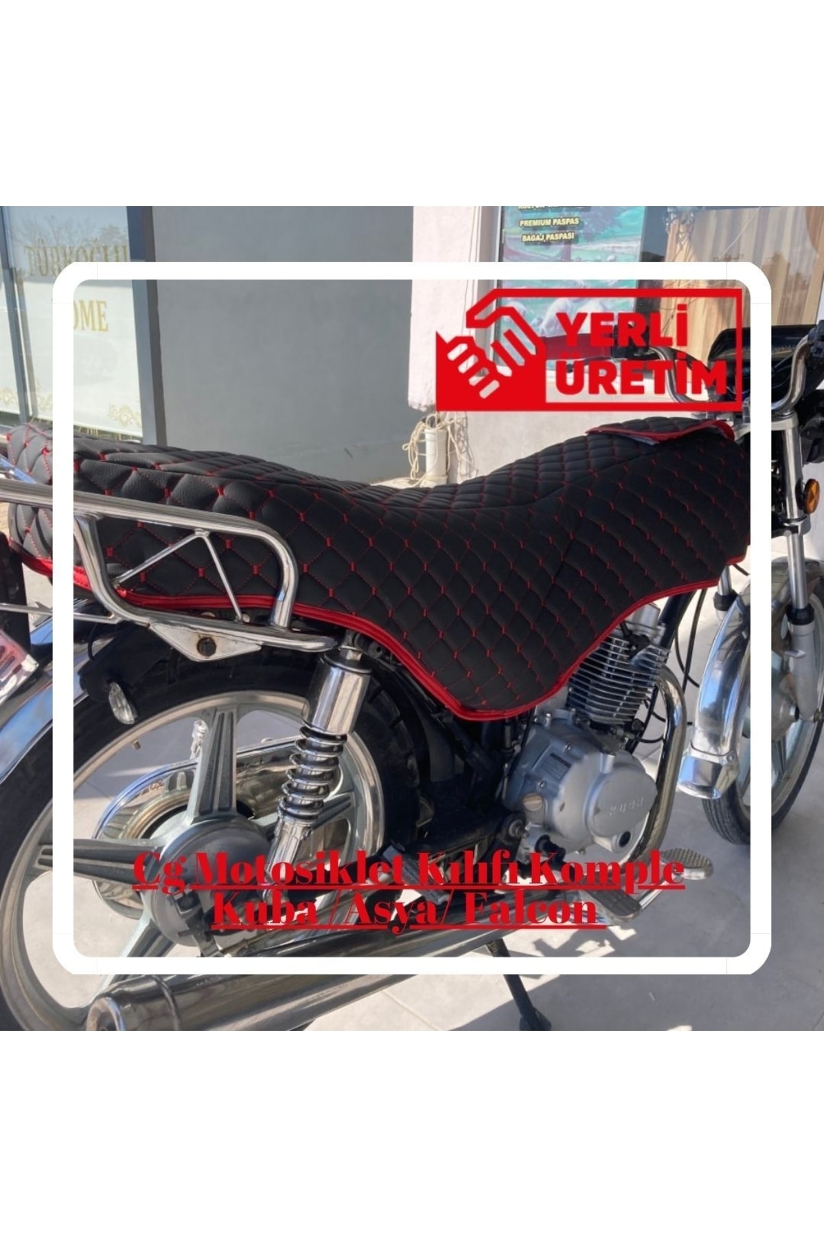 ncotodizayn Cg Motosiklet Kılıfı Kırmızı Kapitone Kuba Asya Falcon