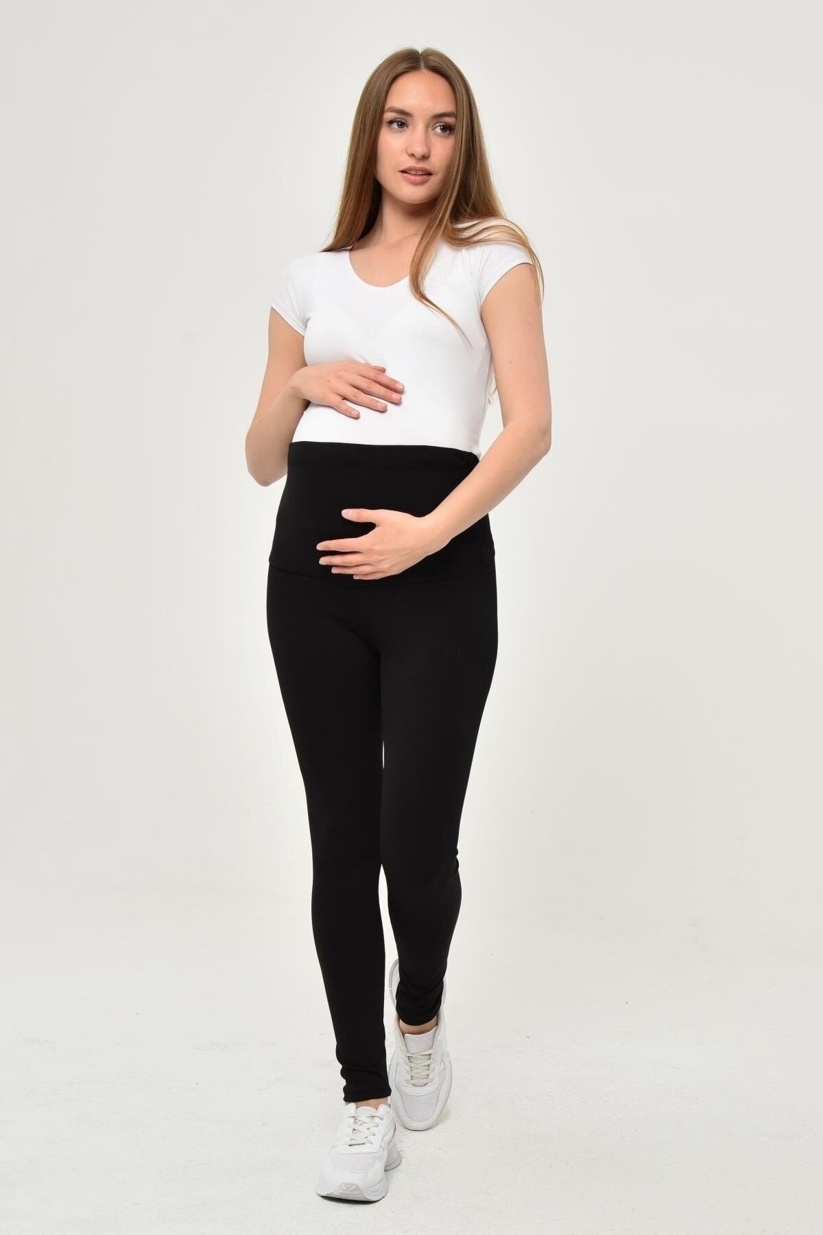 Katmirra Ayarlanabilir Bel Fitilli Esnek Kumaş Hamile Tayt fotoğrafı 4 (önizleme)