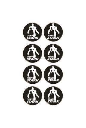 Tony Stark Uyumlu 8'li Koruma Takozu 3d Sticker Etiket Siyah Beyaz kıı4tg2000