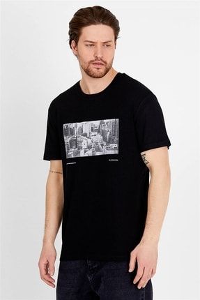 Siyah Baskılı Basic Erkek T-shirt 70200