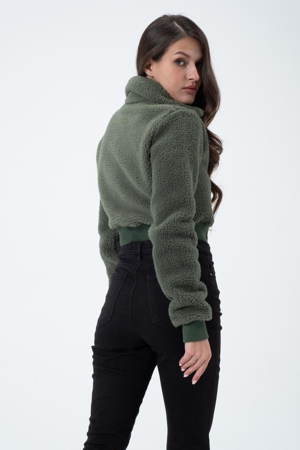 Polo State Women s Fleece Jacket Light Green Trendyol
