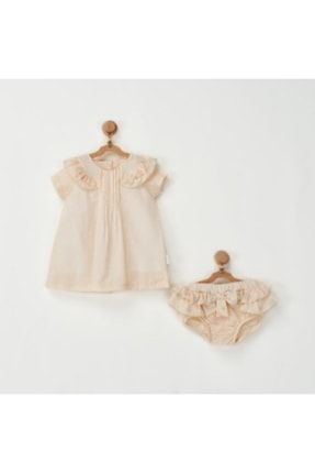 Bebek Elbise Takım Dress Underpant Set Pompom Vanılla Cream TYC00351506327