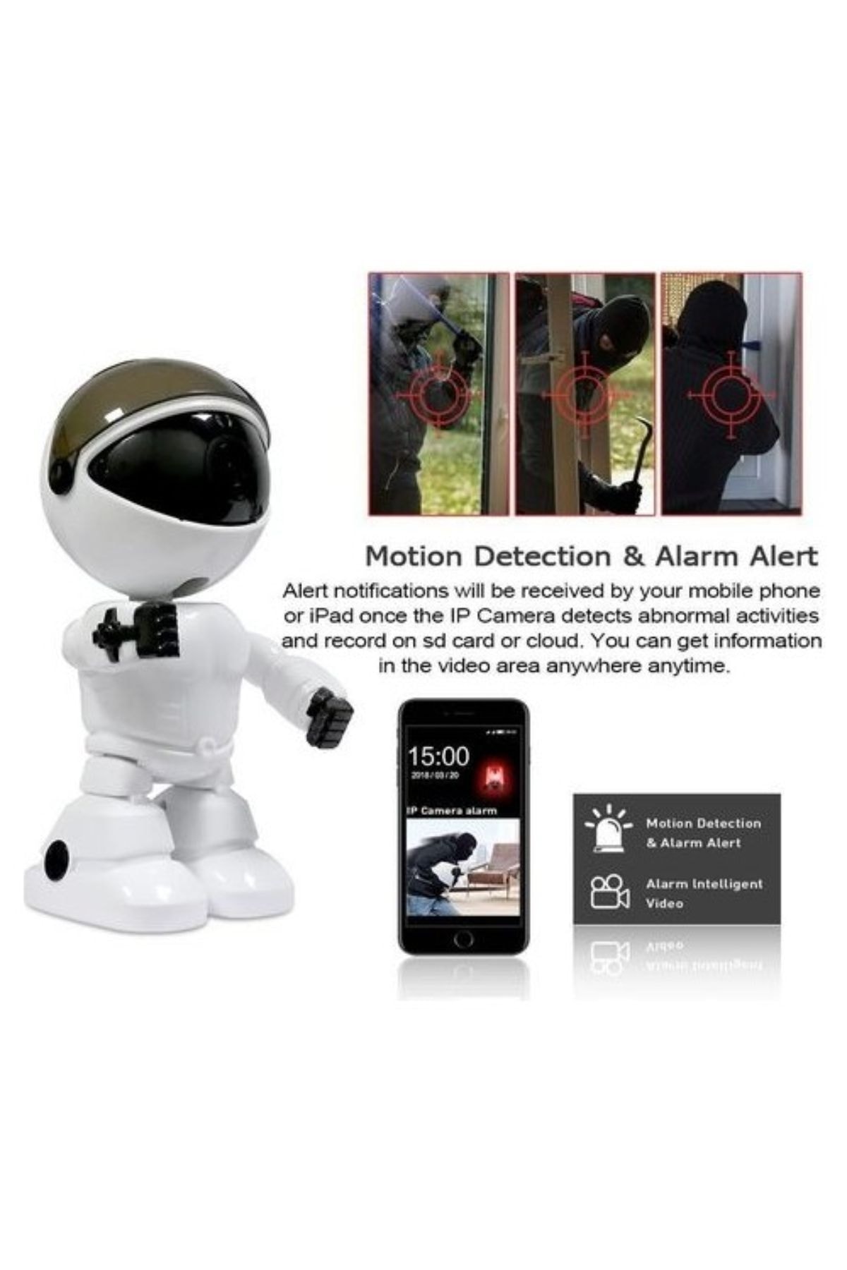 Lisa Butik 1080p Robot Görünümlü Bebek Bakıcı Wifi Ip Güvenlik Kamerası Kablosuz Gece Görüşlü fotoğrafı 2 (önizleme)