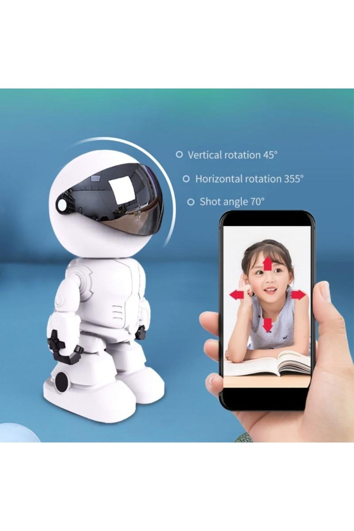 Lisa Butik 1080p Robot Görünümlü Bebek Bakıcı Wifi Ip Güvenlik Kamerası Kablosuz Gece Görüşlü fotoğrafı 5 (önizleme)