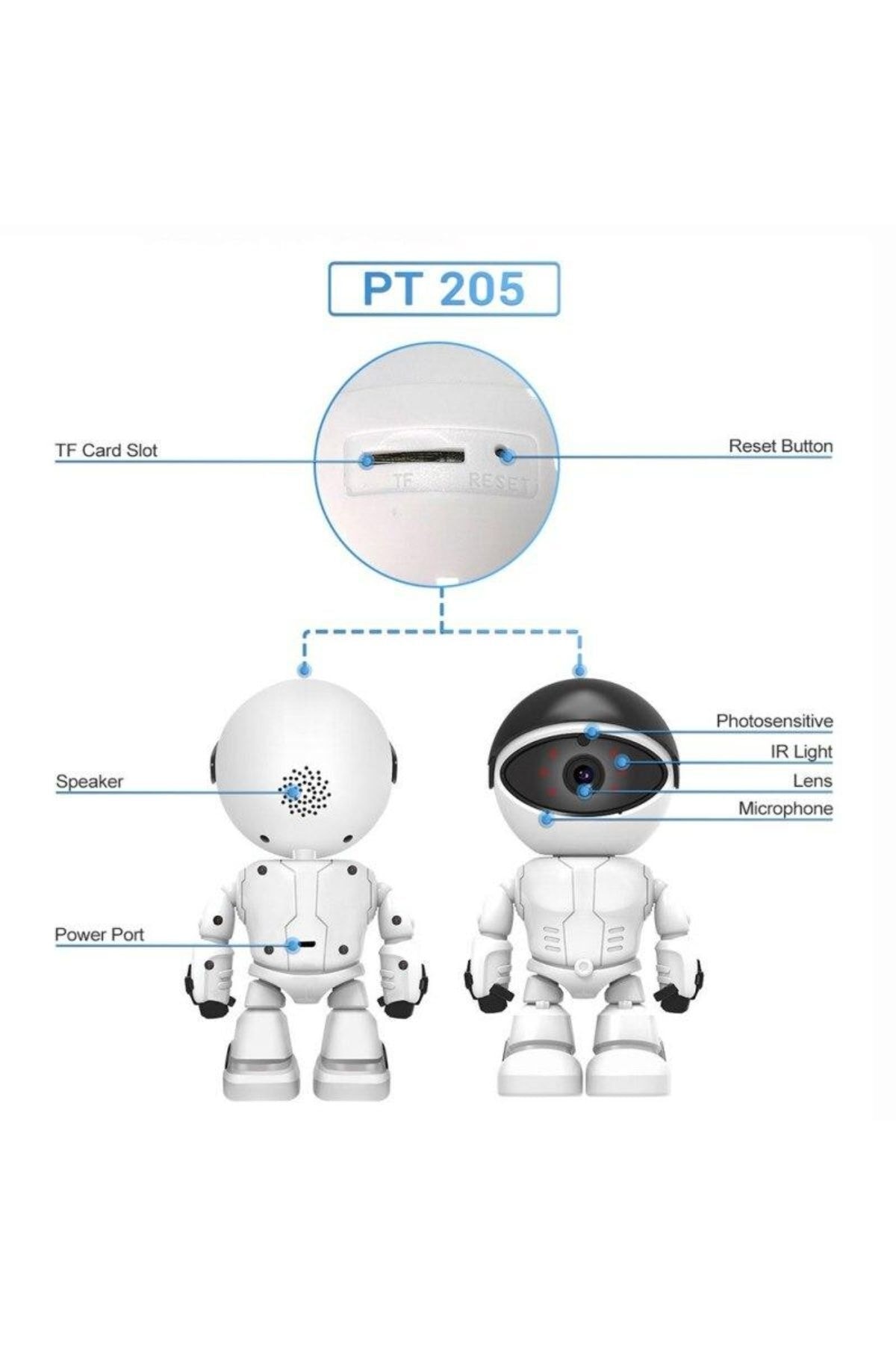 Lisa Butik 1080p Robot Görünümlü Bebek Bakıcı Wifi Ip Güvenlik Kamerası Kablosuz Gece Görüşlü fotoğrafı 6 (önizleme)
