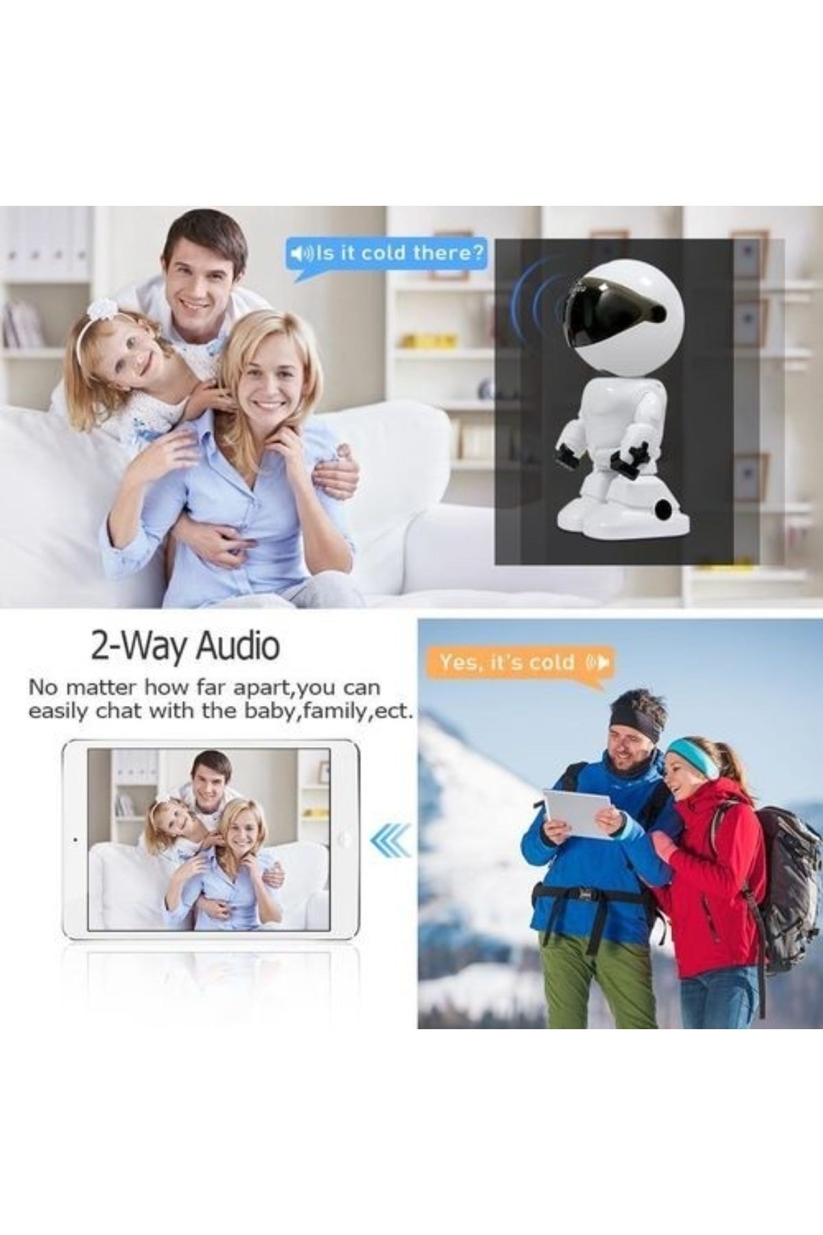 Lisa Butik 1080p Robot Görünümlü Bebek Bakıcı Wifi Ip Güvenlik Kamerası Kablosuz Gece Görüşlü fotoğrafı 7 (önizleme)