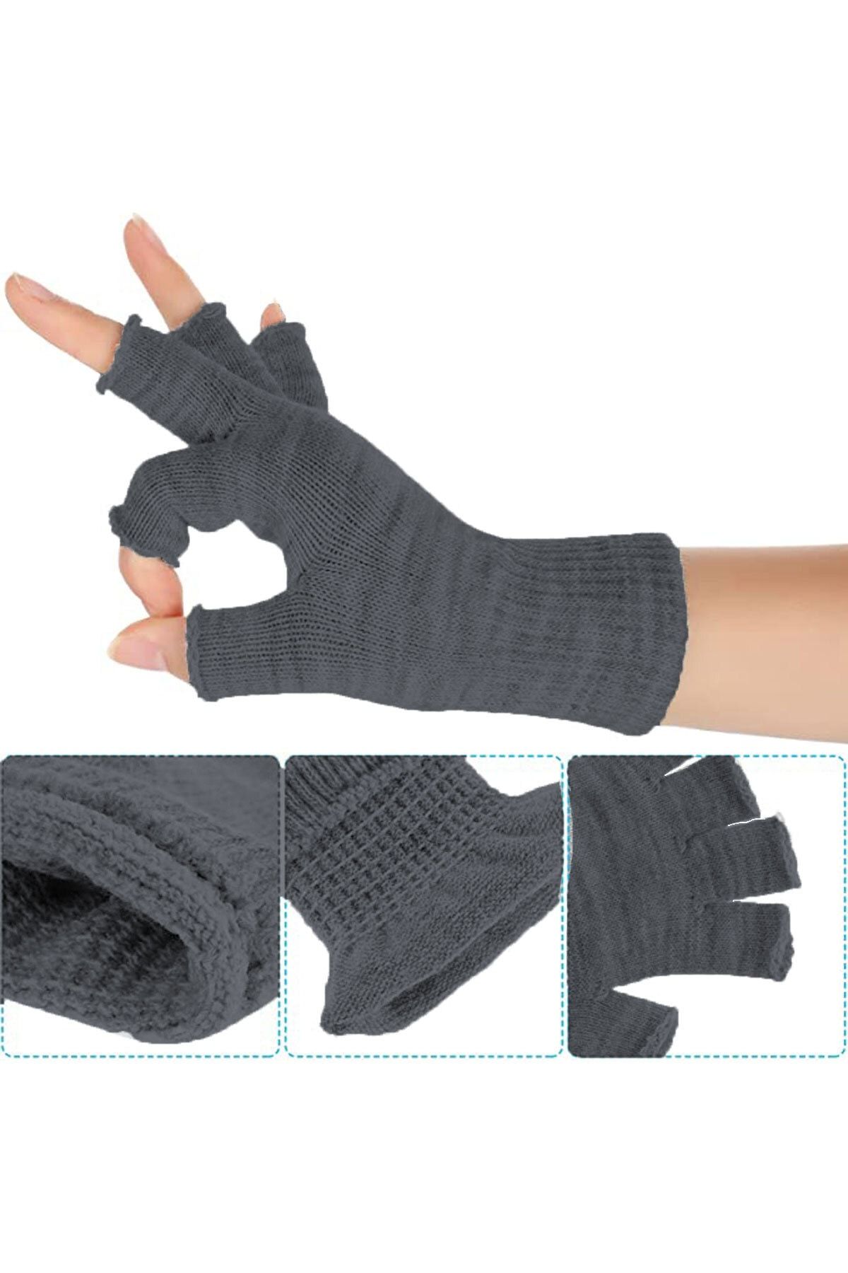 Gray fingerless outlet gloves