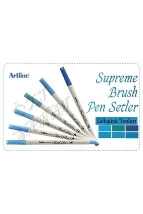 Supreme Brush Pen- Gökyüzü Tonları 6 Renk Set (blue/ Sky özt-brushsetler
