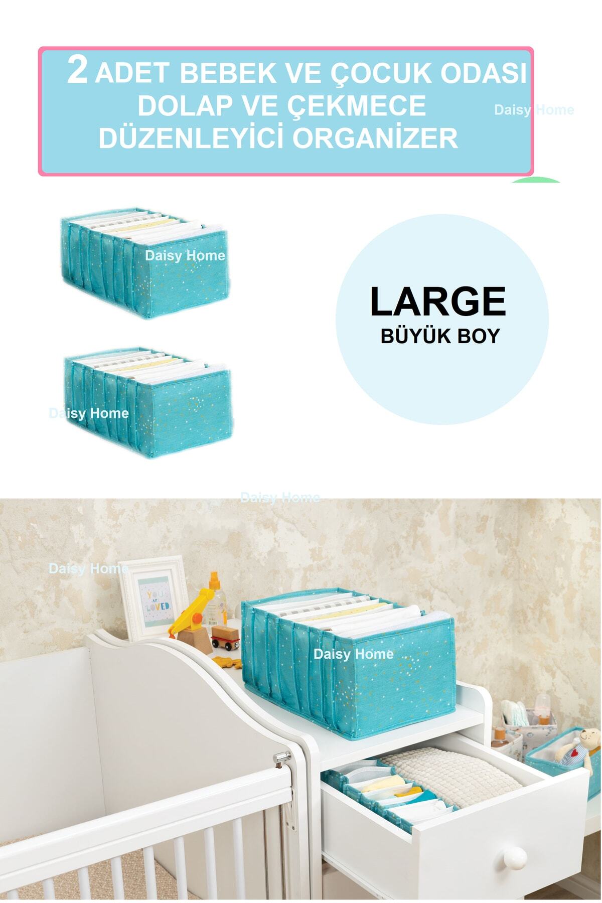 DaisyHome 2 Adet Baby Bebek Odası Akordiyon Çekmece Ve Dolap Düzenleyici Large Boy