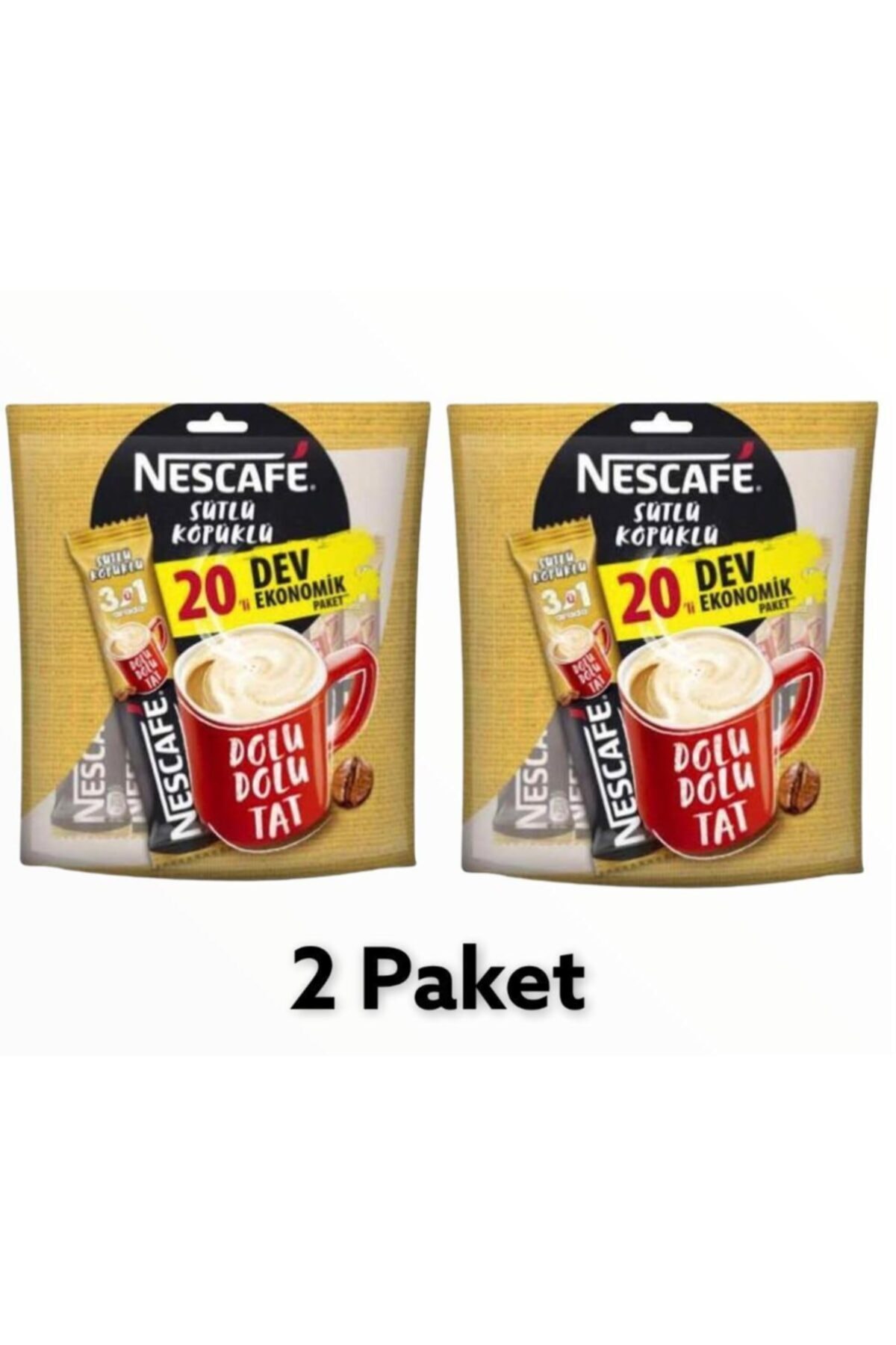 Nescafe 3'ü 1 Arada Sütlü Köpüklü 20'li Paket X 2 Adet ( 17.4 Gr X 40 Adet )