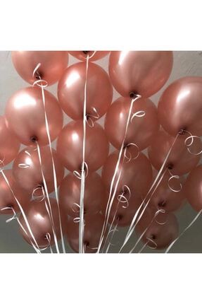 100 Adet Metalik Balon- Rose Gold Toz Pembe Bakır Renk Uçan Balon 15563
