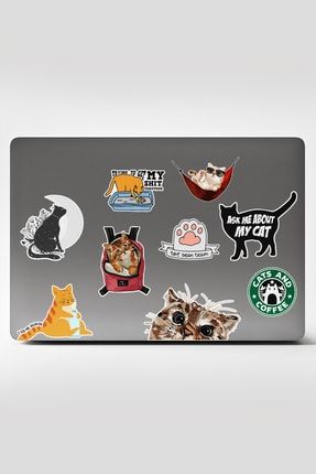 Laptop Sticker Defter Ajanda Notebook Macbook Kedi Cat ns60