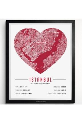 Istanbul Harita Poster Sevgililer Günü Özel Tasarım - 50x70 Cm M00015