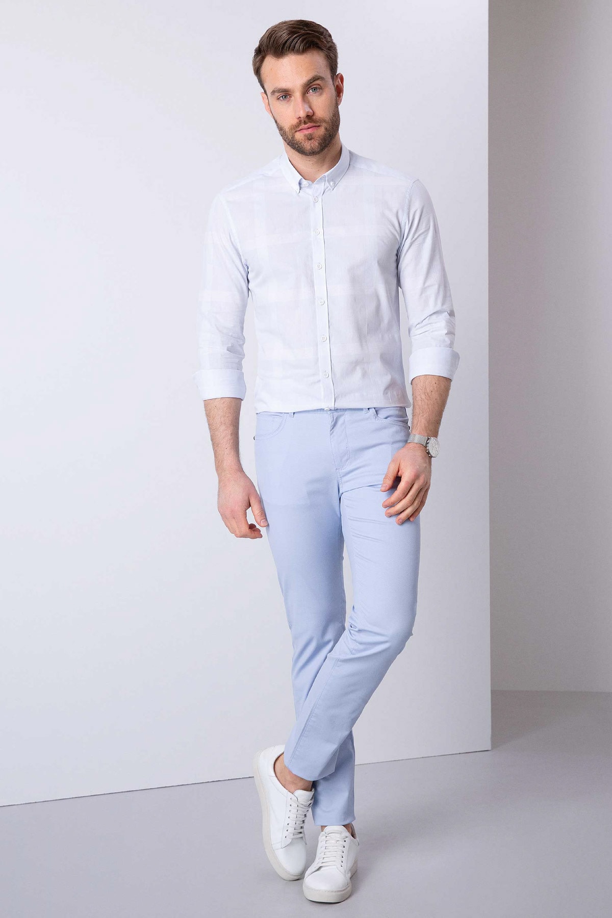 پیراهن مردانه آبی پیرکاردین | G021GL004.000.770917.VR003 اورجینال - تصویر 2