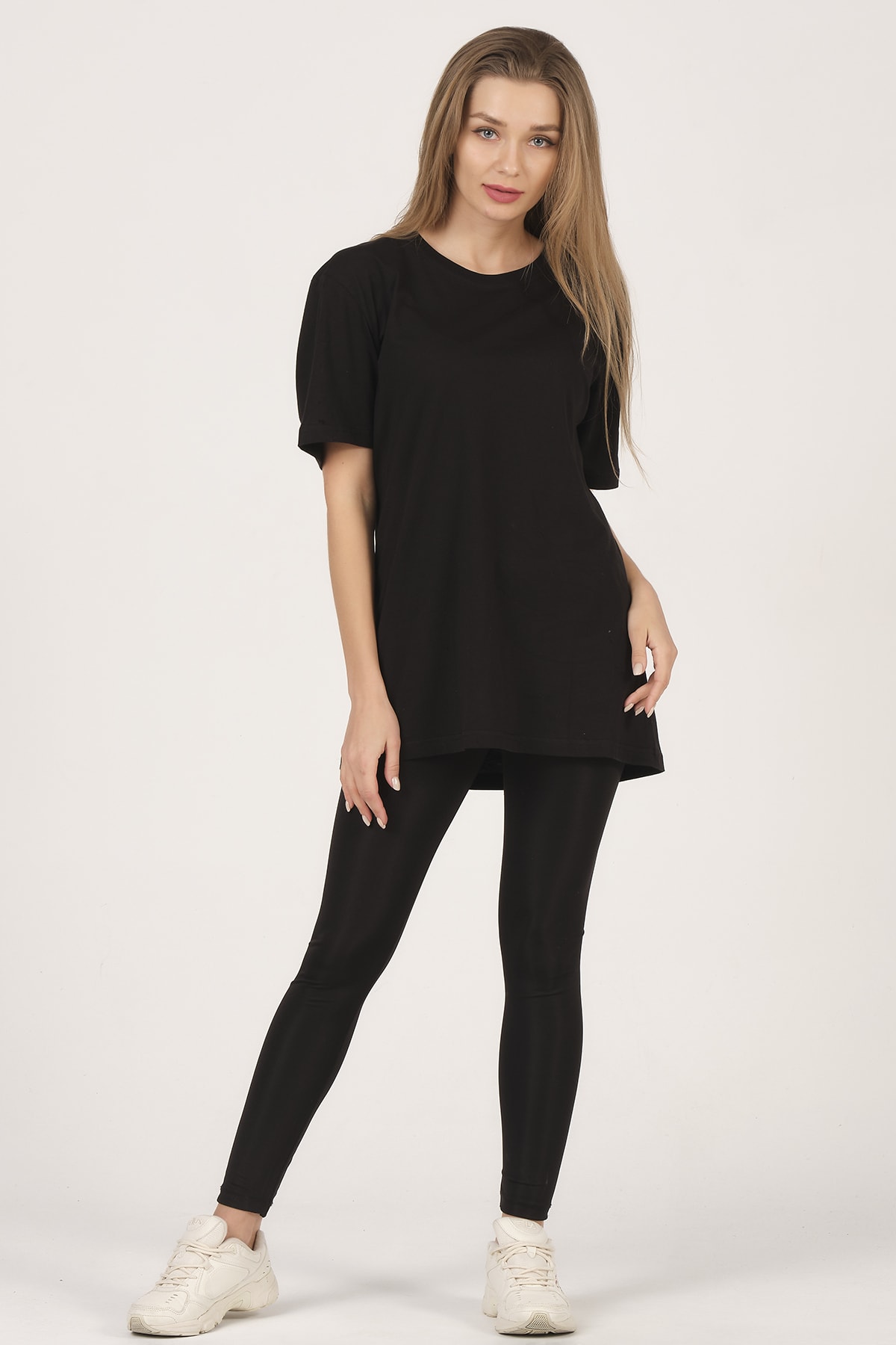 citadium  Kadın Siyah Bisiklet Yaka Kısa Kollu Basic T-shirt %100 Pamuk - Görsel 6