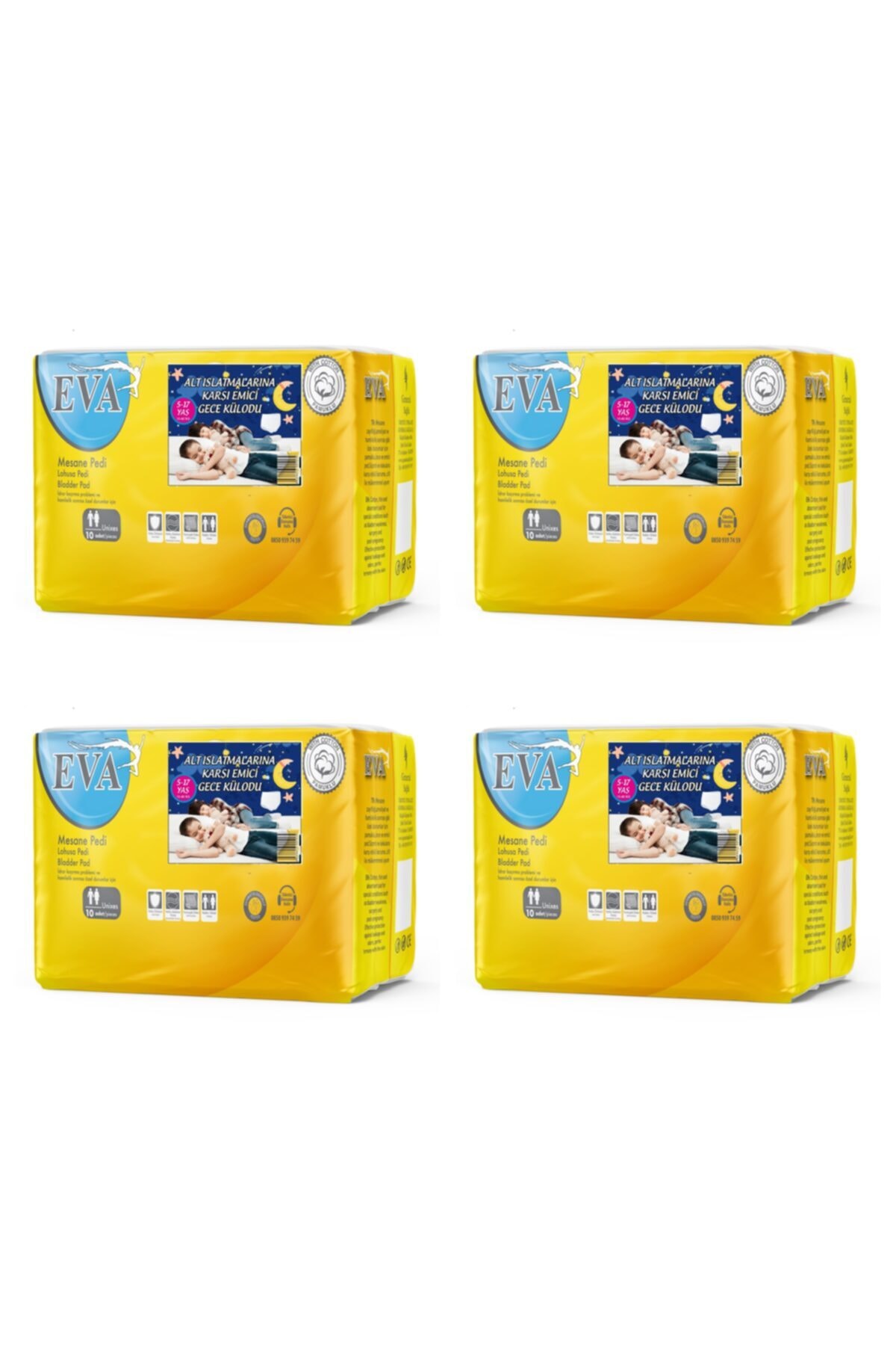 EVA 10'lu Kız Erkek 5-17 Yaş Gece Külodu 4 Paket 40 Adet