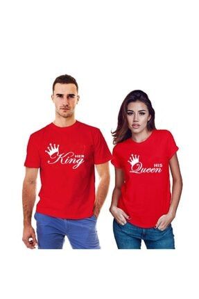 Çiftlere Özel 2021 King Queen Baskılı Kırmızı Sevgili Tişörtleri Tişört Kombin HM10000002053