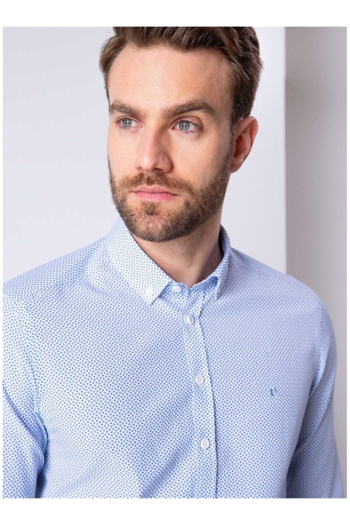 پیراهن مردانه آبی پیرکاردین | 505594204 اورجینال - تصویر 2