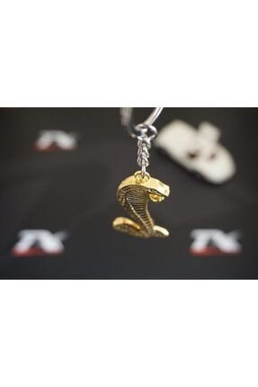 Mustang Shelby Kobra Süper Snake Logo Gold Metal Çift Yön Anahtarlık DK00000907SAR