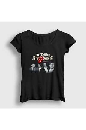 Kadın Siyah Band The Rolling Stones T-shirt 117560tt