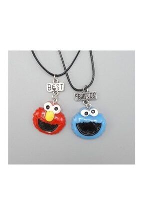Cookie Monster Ve Elmo Bff Çift Kolye kly2042ks