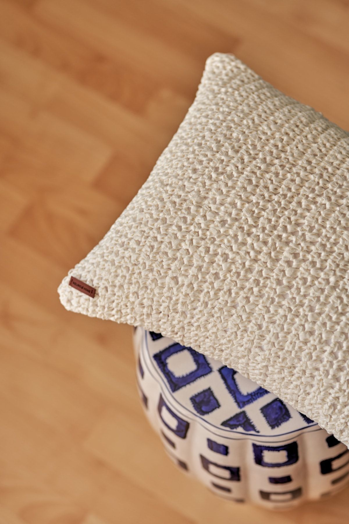 Melino Home Boho, Bohem Dekoratif Kırlent, Yastık Kılıfı, 40x40 Cm Iç Dolgulu, Rafya, Doğal, Beyaz PN9805