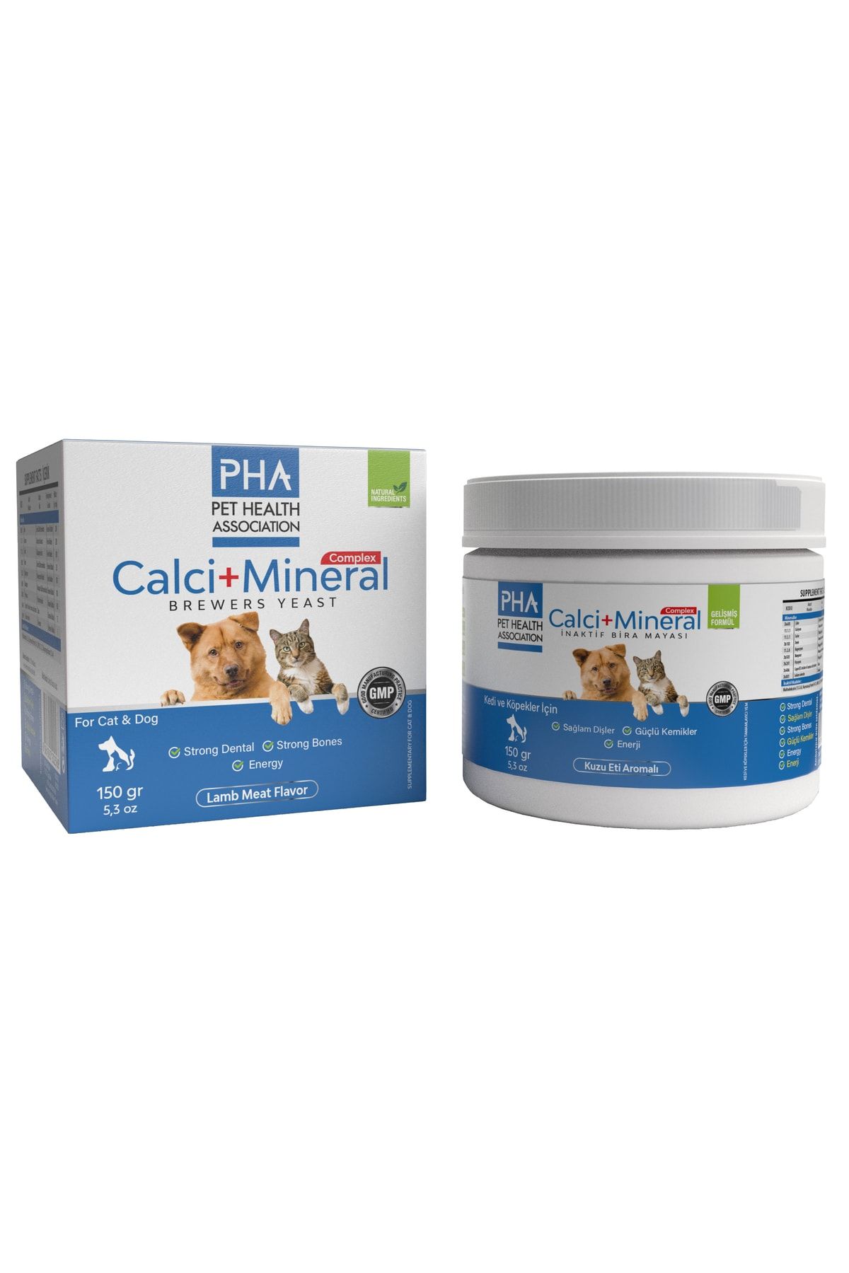 PHA Calci-mineral- Kedi Ve Köpek Için Kuzu Eti Aromalı Kalsiyum Mineral Desteği 150 Gr Toz BRK12102