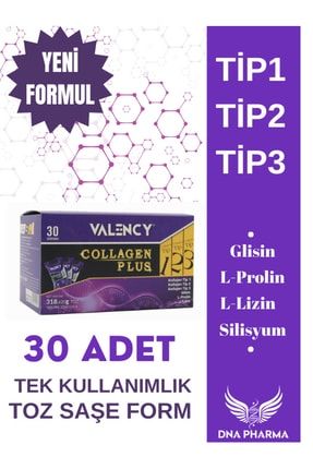 Collagen Plus Saşe Tip 1+tip 2+tip 3+tip 4 (glisin L-prolin L-lizin-c Vitamini ) - 30 Lu VL14060