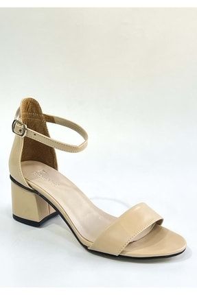 Bulutmod Krem Kadın Deri Tek Bant Klasik Topuklu Ayakkabı - Krem - 40 BA03934