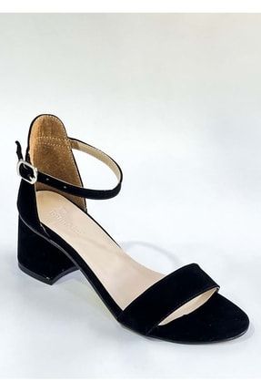 Bulutmod Siyah Kadın Süet Tek Bant Klasik Topuklu Ayakkabı - Siyah - 43 BA03934