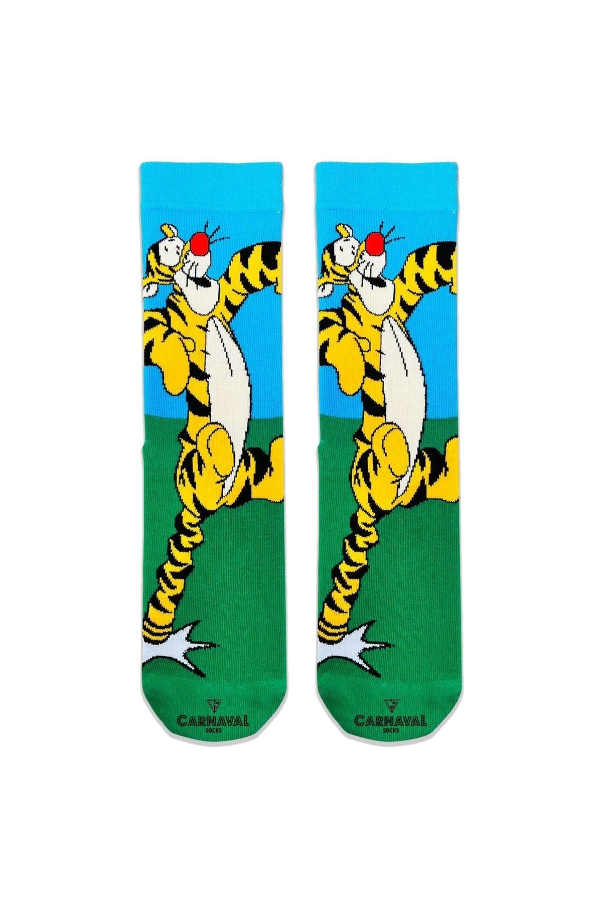 CARNAVAL SOCKS Tiger Patterned Colorful Socks - Trendyol